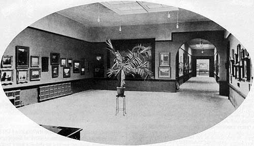 Interior of the civic art gallery on the occasion of its first exhibition.
Source: Provincial Archives of Manitoba
