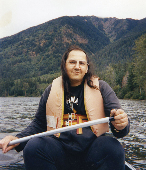 Albert McLeod canoeing on the ocean.